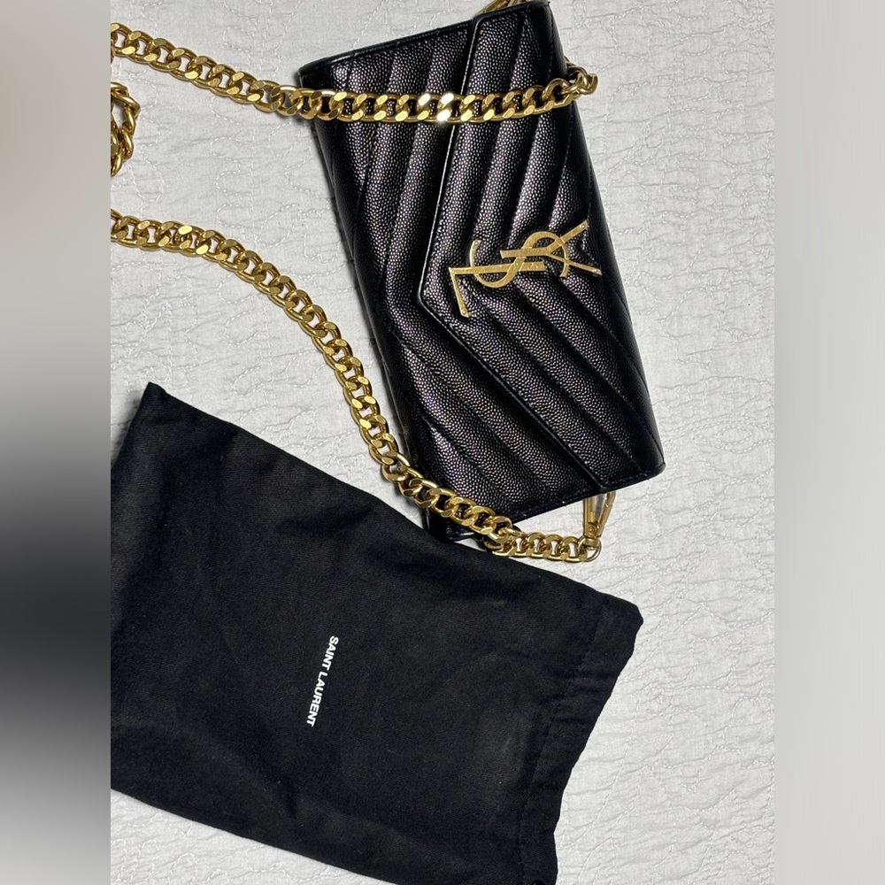 Yves Saint Laurent matelasse envelope flap clutch wallet converted to crossbody